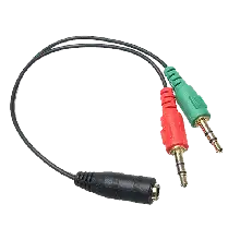 3.5MM FEMALE TO 2 MALE HEADPHONE, MIC & AUDIO, Y SPLITTER CABLE